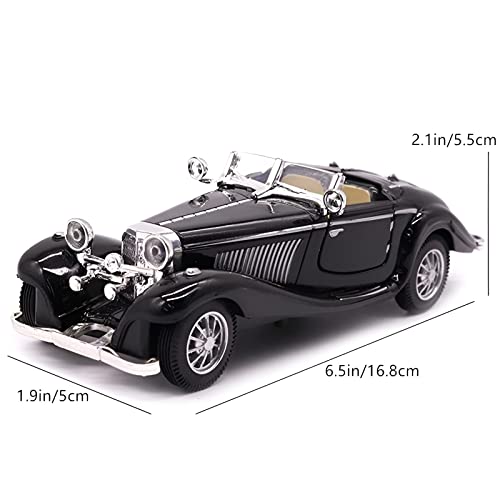 1:28 Scale Pullback Diecast Metal Antique Classic Model Cars Collectible Toy Gifts (Black,Length 6.5in/16.8cm) - Image 4