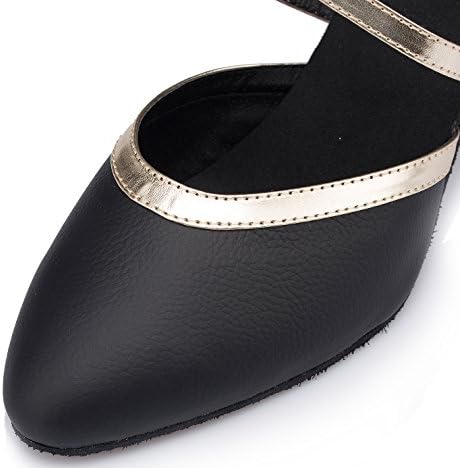 Honeystore Women's Synthetic Leather Criss Cross Strap Closed-Toe Latin Dance Shoes Black 9 B(M) US | Image 4