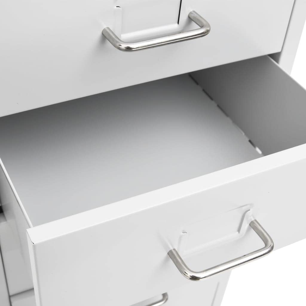 Armadietto portadocumenti in metallo grigio con 8 cassetti e 4 ruote 28 x 41 x 109 cm per organizzazione ufficio e archiviazione