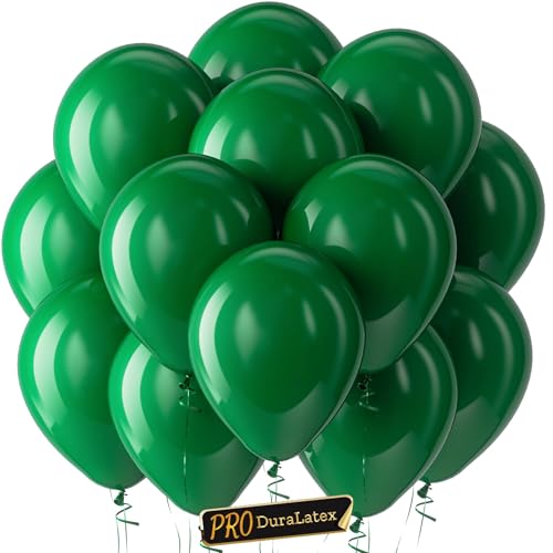 Image of Pro Duralatex Green Extra-Thick Balloons 100 Pack 12 inch | Dark Green Balloons for Long-Lasting Professional Party Decorations, Large Birthday Wedding Christmas Party