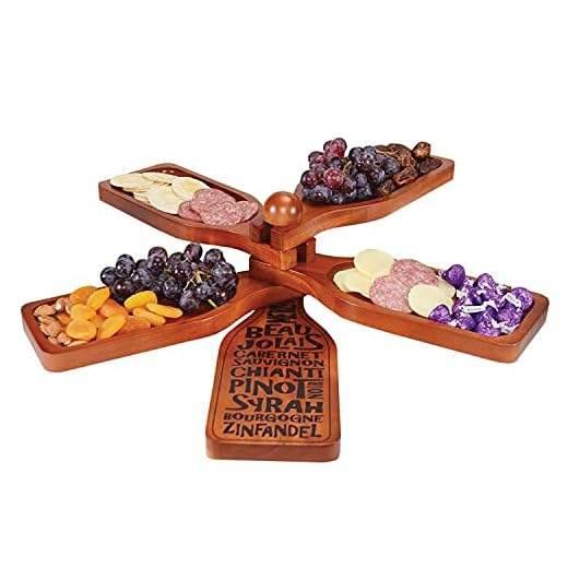 Mahogany Wood Wine Appetizer Plate Set