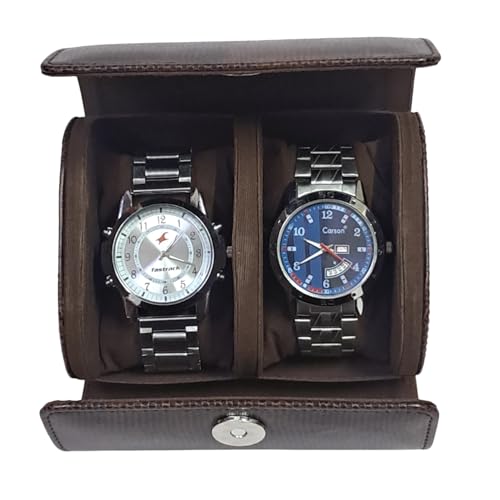 Image of THE CASE Luxury Watch Roll Case - Travel Watch Organizer-Watch Travel Case for 2 Watches | PU Leather Portable Gift Box for Watch Collectors