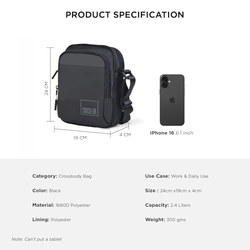 Image of COUNSELOR Sling Bag for Men and Women, Polyester Crossbody Bag, Adjustable Strap, Zipper Closure, Multiple Compartments, Lightweight Stylish Mini Side Bag for Daily Use, Travel & Commute LUNO