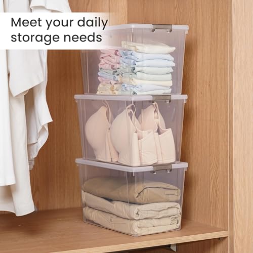 Citylife 6.5L 6 Pack Kleine aufbewahrungsbox mit deckel Kunststoff Aufbewahrungsbehälter Stapelbox mit Deckeln für die Organisation, klar weiß