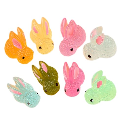 Mobestech 18個 夜光樹脂製ウサギ置物 小型ガーデン ドールハウス用リアルな立体フィギュア インテリアや車内飾りに