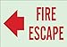 Brady 90625 Glow-In-The-Dark Self-Stick Polyester Glow-In-The-Dark Fire & Exit Sign, 10" X 14", Legend "Fire Escape (W/Left Arrow)"