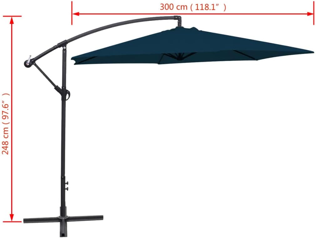 Cantilever Umbrella,Outdoor Sun Shade,Offset Umbrella,Outdoor Umbrellas,Patio Umbrella,Table Umbrella,Awnings for Patio,Picnic Umbrella,for Deck, Lawn,Yard,Porch, 118.1" Green