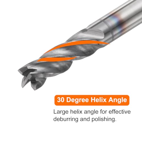 Image of HARFINGTON 5pcs Carbide Square Nose End Mill Bit 1 /8 inch Cut Dia 4 Flutes TiAlN Coated Milling Cutter for Hardened Steel Metal (1 /8 inch Shank 3 /8 inch Cut Length 1-1 /2 inch Long 30 Degree Helix)