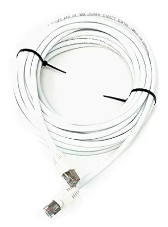 80ft Cat5e Outdoor Waterproof Ethernet Cable Direct Burial Shielded (Pure Copper), White