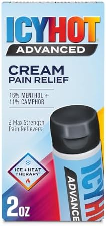 Icy Hot Advanced Pain Relief Cream, Fast-Acting, Max Strength Pain Relief with Menthol 16% and Camphor 11%, Ice and Heat Contrast Therapy for Backaches, Joints, Muscle Strains and Arthritis, 2 oz