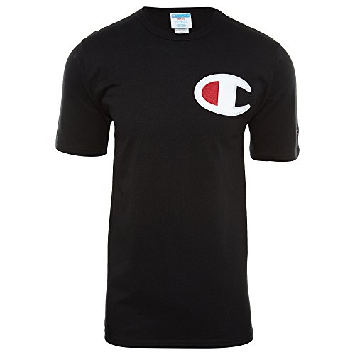 Champion Men's Heritage Tee, Left Chest C, Black-Y06137, Small