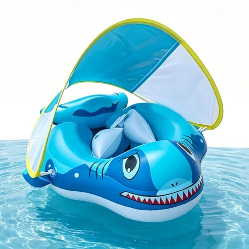Flotadores Infantiles para Piscina | Inflable con toldo Solar,Hamacas Acuáticas Flotantes - para Niños y Niñas de 6 a 48 Meses Exterior Río Lago Vacaciones Reunión