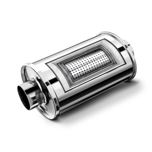 Resonator, 2.5'' Inlet & Outlet Ultra Quiet Resonator, 304 Stainless Steel Performance Exhaust Muffler