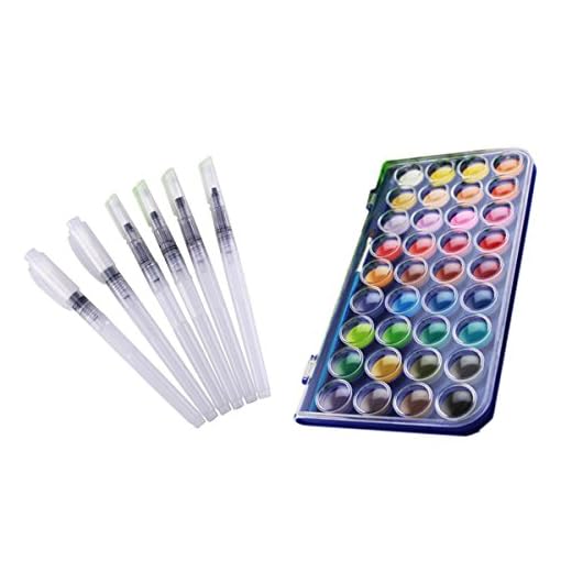 Juego de 6 pinceles de acuarela variados con caja de pinturas de acuarela de 36 colores, juego básico para pintura de acuarelas, regalo perfecto, Varios Colores