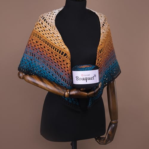 Hilo de algodón sin nudos Yarn Art Bouquet de 546 yardas multicolor para tejer 6