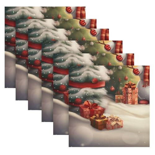 Servilletas de tela navideñas pack de 6 multicolor miniatura 2