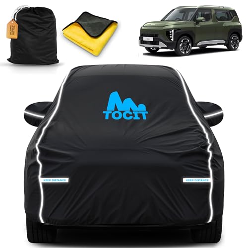 Image of Kia Syros Waterproof Long Life Car Cover with Safety Glow Reflective Strap, Premium Velvet Velour Fabric, Soft & Stretchable, Machine Washable, Tri-Stitch Custom Fit with Mirror Pocket