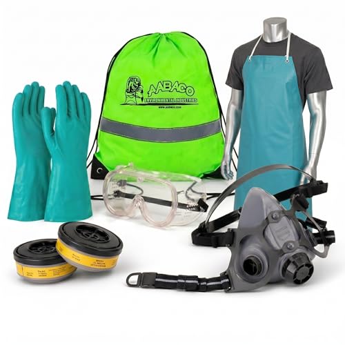 AABACO Pesticide Starter Protection Kit – Full PPE Safety Set for Spraying & Handling – Includes Chemical Resistant Apron, Respirator, Nitrile Gloves, & Safety Goggles