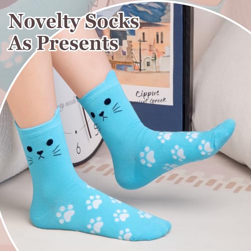 Image of Chalier 5 Pairs Socks for Women, Fun Cat Dog Animal Funny Socks Gifts