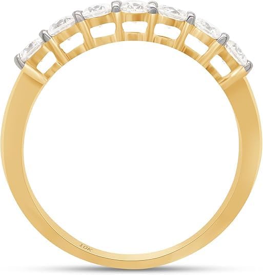 Moissanite Wedding Band, 10K Yellow Gold, 0.7ct D Color VVS1 Lab Created Diamond, Half Eternity Ring (Yellow, 6)4