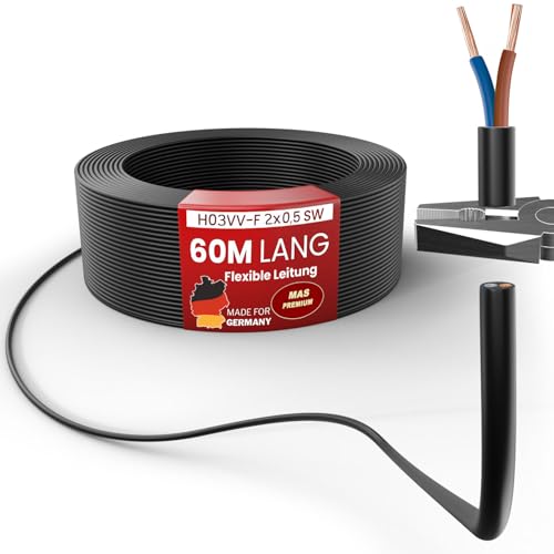 Câble H03VV-F 2x0,5 mm² noir 60m résout vos problèmes de fils trop courts pour vos lampes