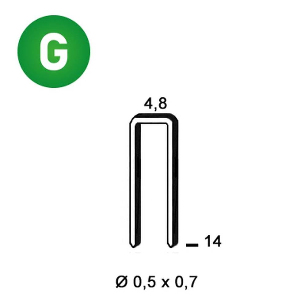 D-Work 14 000 grapas galvanizadas U-14-4.8x14x0.5x0.7 mm