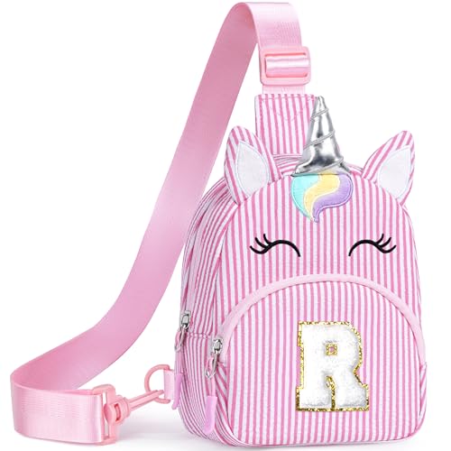 Image of YOOLIFE Little Girls Purse Sling Bag Unicorn Kids Crossbody Bag, Pink R | Monogrammed Sling Bags Initial Fanny Pack for Little Girls Crossbody Bag, Birthday Gifts for 2 3 4 5 6 7 8 Year Old Girl Kids