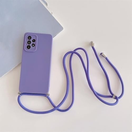 Coque silicone violette avec cordon pour Samsung Galaxy A53 5G et A12