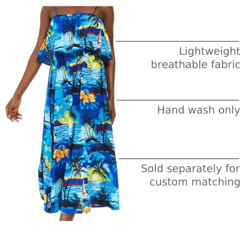 Image of Hawaii Hangover Family Matching Hawaiian Clothes, Sunset Blue | Family matching Hawaiian outfits, Sunset Blue, lightweight rayon, machine washable, tropical print, luaus, cruises