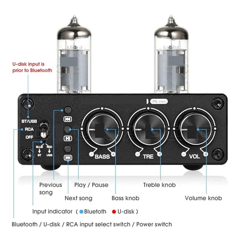 Préamplificateur audio stéréo HiFi 5.0 avec lecteur U et tubes - 2