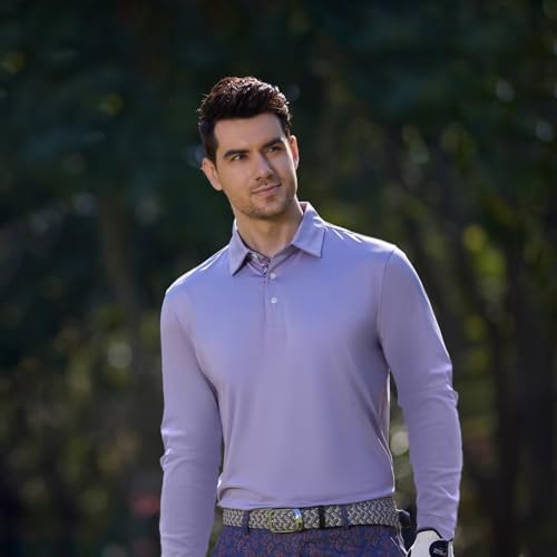 Image of Mens Polo Shirts Short and Long Sleeve Casual Solid Stylish Dry Fit Performance Designed Collared Golf Polo Shirts for Men