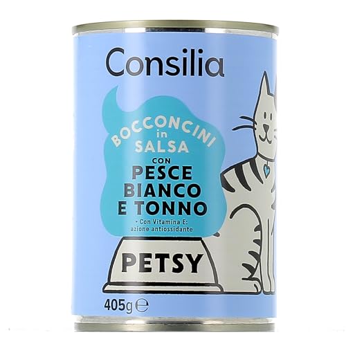 Consilia Petsy Bocconcini Con Pesce Bianco E Pollo, 405 g