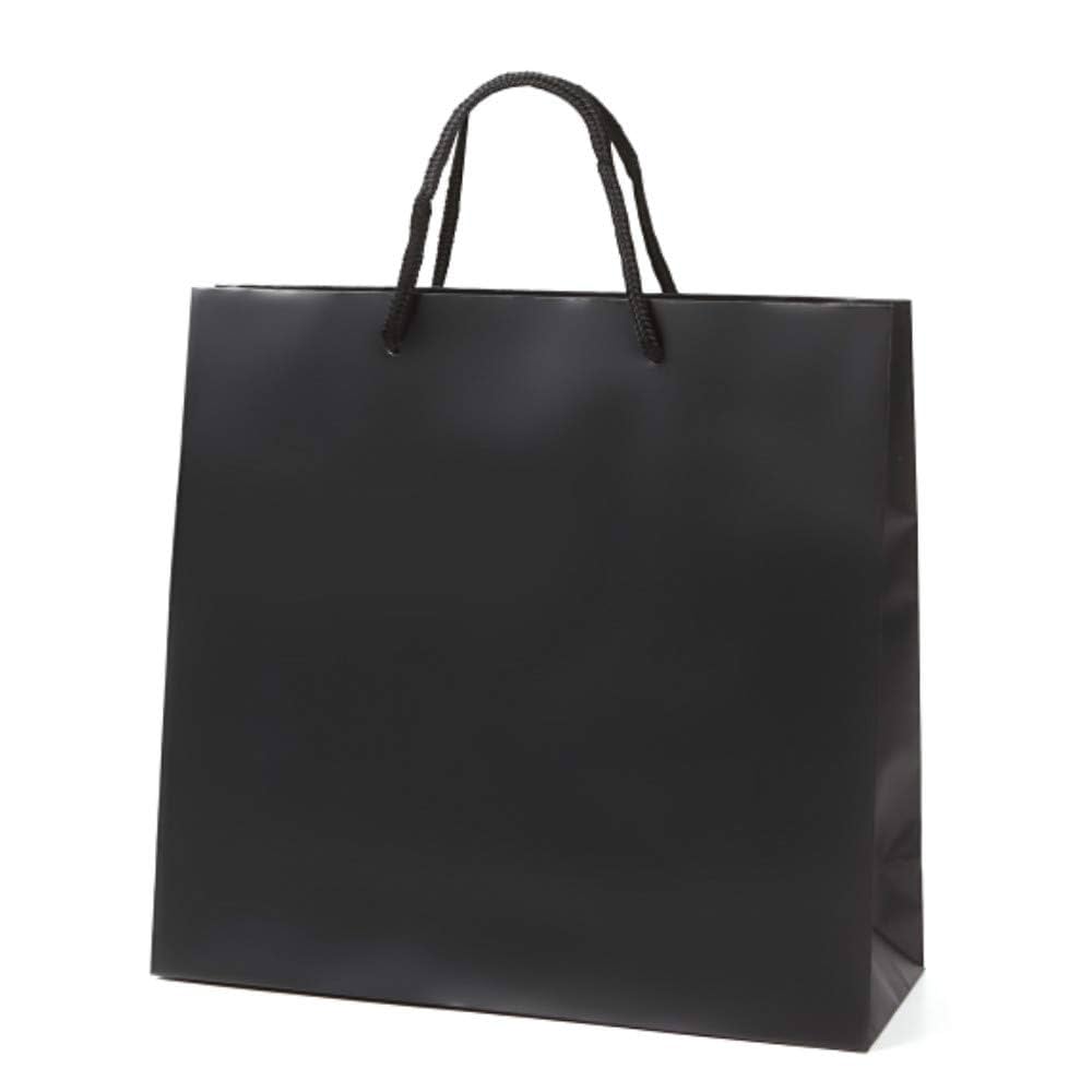 Amazon | 井上紙業 高級 手提げ紙袋 (黒 丸ひも 無地 マチ広め