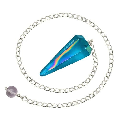Image of Aqua Aura Quartz Pendulum Dowsing Tool - Natural Crystal Pendulum for Spiritual Guidance - Premium Dowser Pendulum for Accurate Divination and Energy Healing - Perfect for Energy Healing