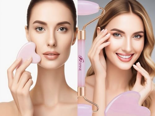 9 9PINE Valentines Day Gifts for Women,Wife,Girls,3-in-1 Gua Sha & Jade Roller Facial Tools Set -Jade Roller & Gua Sha Kit& Facial Massage PenFacial Massage Device for Skincare, Best Gift (Pink) - Thumbnail 4
