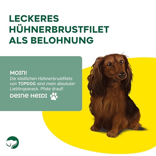 Topdog Hähnchenbrustfilet für Hunde 10x 80g - Hühnerstreifen - 100% natürlich ohne Zusatzstoffe - Schonend luftgetrocknet & fettarm - Idealer Kausnack für Hunde Aller Größen und Altersstufen
