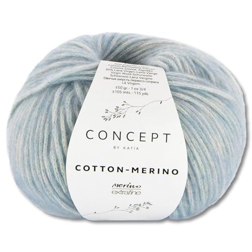 Frida's Wollhaus Concept by Katia 50 g Cotton-Merino Kettengarn Wolle Häkeln Stricken 23 Farben (142 | Taubenblau) für 6,49 EUR bei amazon.de Bild: Frida's Wollhaus Concept by Katia 50 g Cotton-Merino Kettengarn Wolle Häkeln Stricken 23 Farben (142 | Taubenblau) für 6,49 EUR bei amazon.de