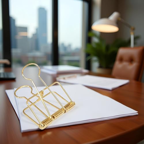 5 Stück goldene hohle Drahtbinder-Clips mit langem Schwanz, große 51 mm, Binder- und Büroklammern, klein in der Größe und leicht im Gewicht, Clips, Klemmen und Ringe, Klemmen und Ringe