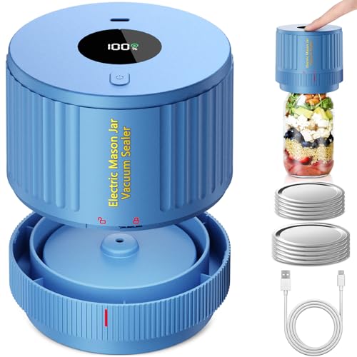 Image of LOVE MOMENT Electric Mason Jar Vacuum Sealer Kit - Blue | for Wide Mouth and Regular Mouth Mason Jar