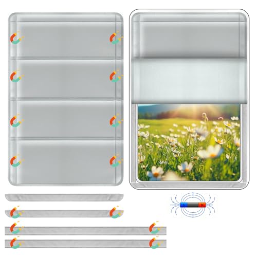 Image of RV Door Window Shade Cover - Magnetic RV Blackout Window Cover with UV Protection and Privacy Features (25 * 16 in) Foldable Magnet Design, Waterproof Fabric, and Reflective Silver Coating