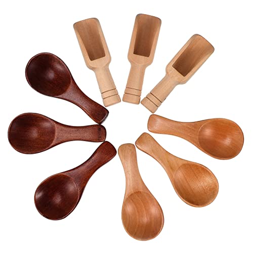 OFFSCH 9Pcs Wooden Scoop Versatile Serving Utensils for Home Coffee Shop and Restaurant Use Craftsmanship with Polished Surface for Tea Condiments