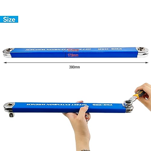 Image of Impact Ready Offset Extension Wrench, Tight Reach Extension Wrench Set, with 1 /2 inch, 1 /4 inch and 3 /8 inch Square Drive Adapters, Universal Extensions Wrench for Small Place