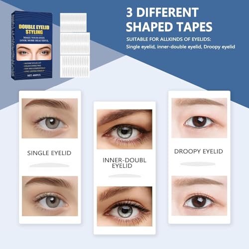 image for GZSDFOV Waterproof Invisible Eyelid Tape - 480pcs Double Eyelid Strips