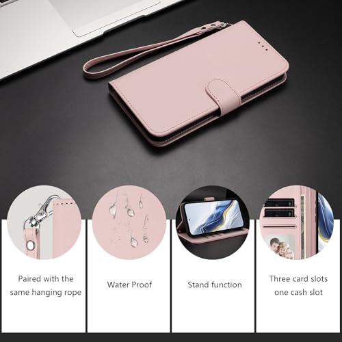 Étui rose iPhone 16 Pro format portefeuille pour le quotidien - 4