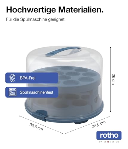 Foto von Rotho Fresh Tortenglocke hoch mit Trays, lebensmittelechter Kunststoff (PP) BPA-frei, blau/transparent, (35.5 x 34.5 x 26.0 cm)