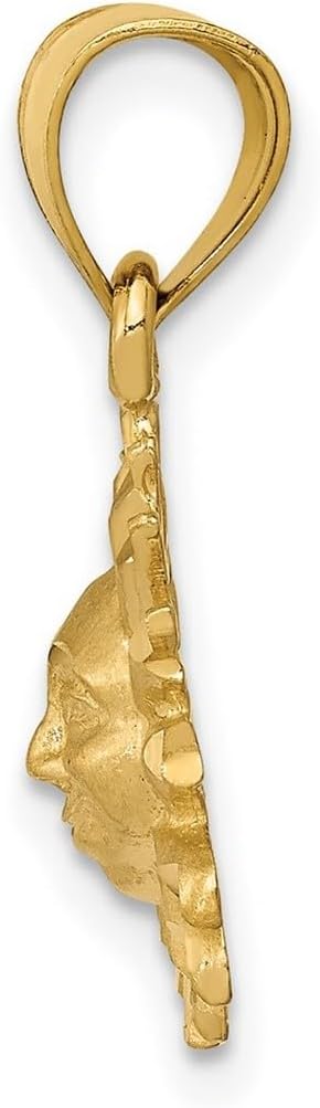 JewelryWeb 13.8mm 14k Solid Yellow Gold Satin Sparkle-Cut Sun Pendant Necklace Pendant for Women - Image 3