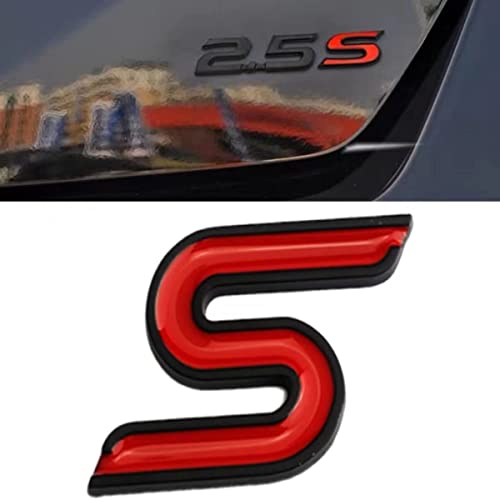 Image of S Emblem 3D Metal Badge Sticker Letter Suitable for Q50 Q50L Q30 Q70 (Red Blcak Outline)