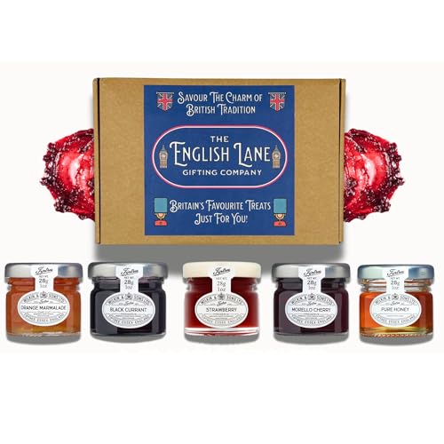 Jam Selection Box - 3x Strawberry Jam Miniatures, 3x Blackcurrant Preserve, 3 x Morello Cherry Preserve, 3 x Pure Clear Honey, 3 x Orange Marmalade with Fine Cut Peel, Perfect for Breakfast & Gifting