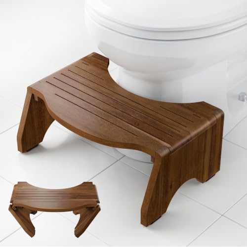 TINAMO Foldable Wooden Toilet Stool Squat Adult, 7” Height, No Assembly