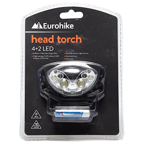 Eurohike Lightweight and Powerful 6 LED Head Torch, 30 Lumen Head Lamp, Ideal for Dog Walking, Running, Cycling and the Campsite, Camping Equipment